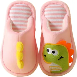 5-13Y Girls Boys Home Slippers Warm Dinosaur House Slippers Slip On Kids Comfort Cute Plush Winter Shoes
