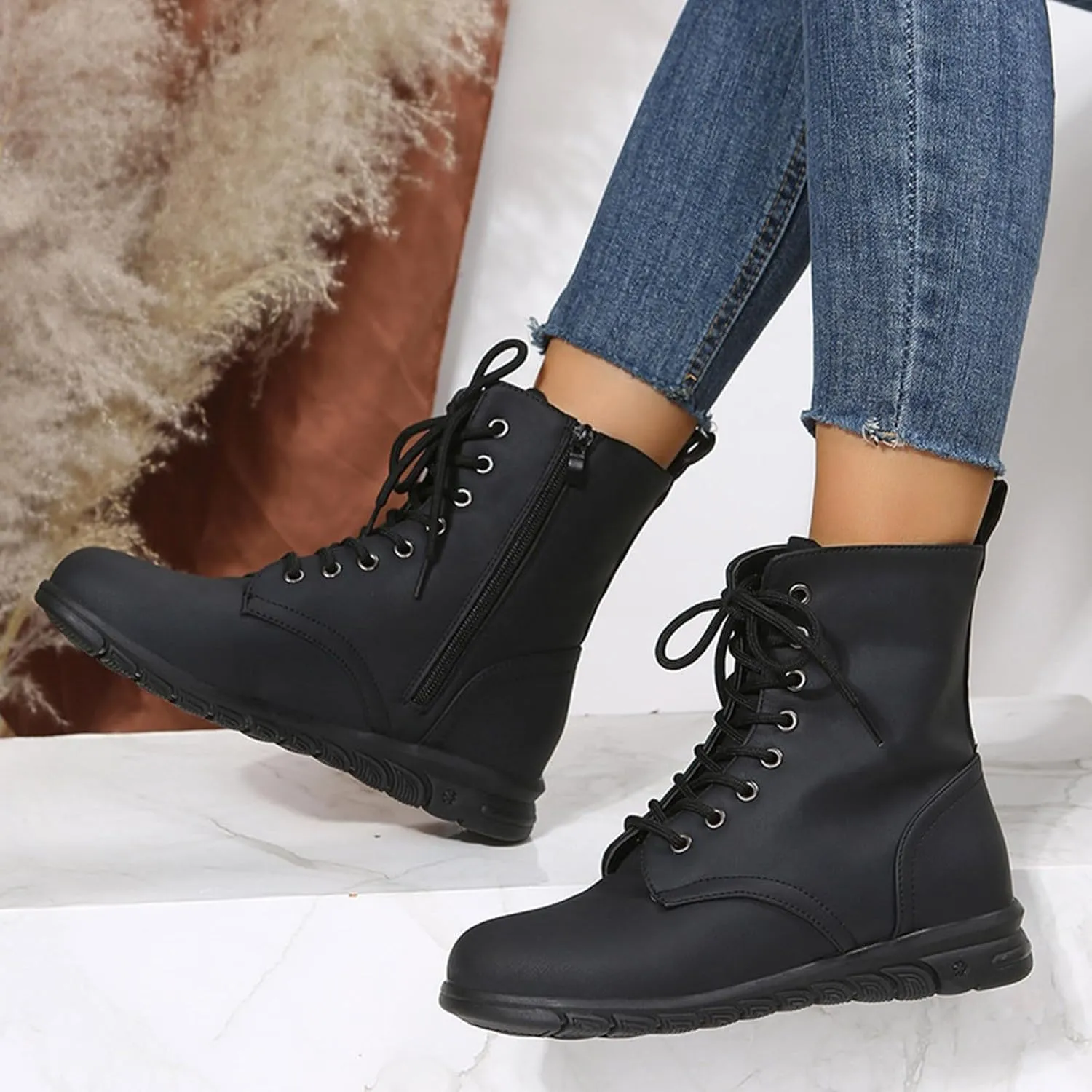 Ankle Boots for Women Wide Ankle Booties for Women Dress Ankle Boots for Women Womens Bootie with Heel Comfy Soft Cover Heel Square Toe Slip On Side Zipper
