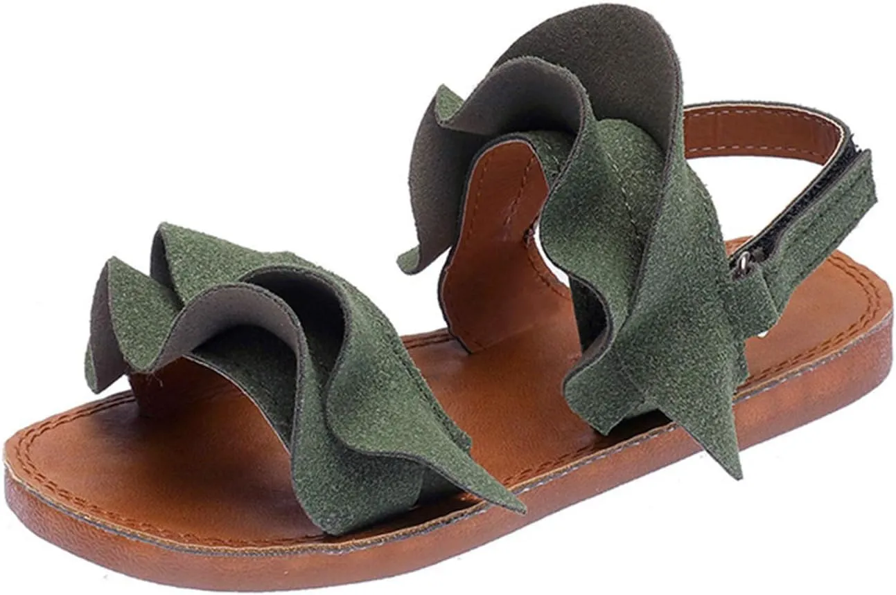 Baby Ruffle Non-Slip Girls Toddler Kids Sandals Sandals Shoes Cross Rubber Baby Shoes Kids Dress Toddler Size 6 Sandals