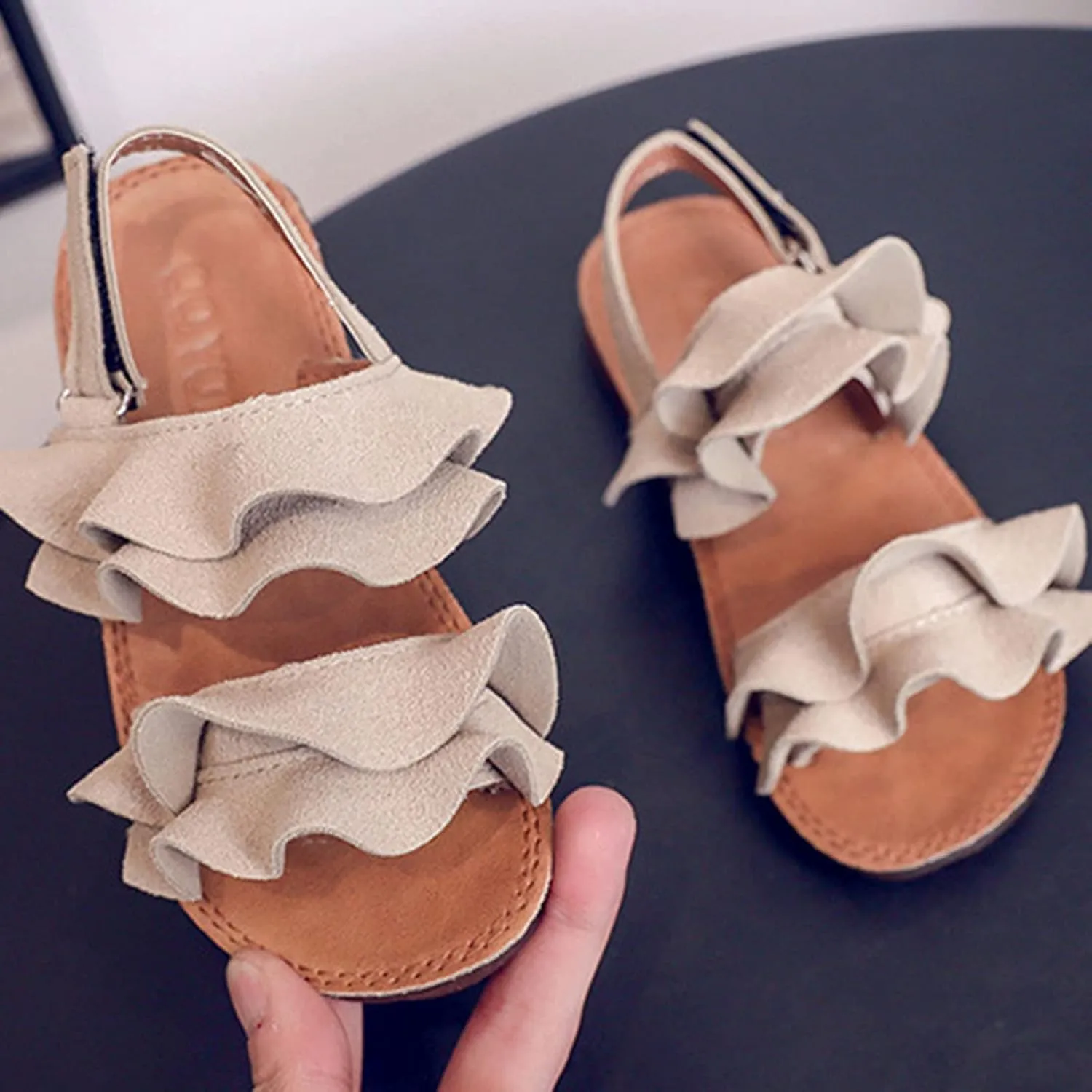 Baby Ruffle Non-Slip Girls Toddler Kids Sandals Sandals Shoes Cross Rubber Baby Shoes Kids Dress Toddler Size 6 Sandals