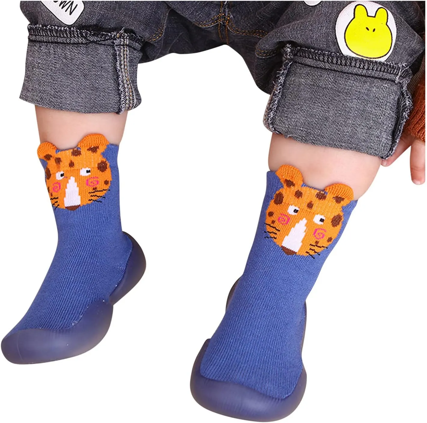 Baby Sock Shoes Toddler Cartoon Rubber Sole Non Slip Indoor Floor Slipper for Infant Boys Girls First Walking