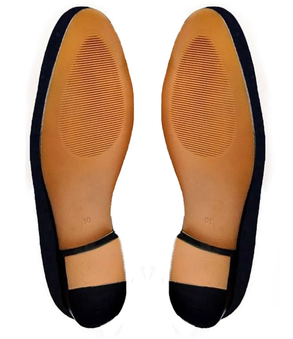 Blue Velvet Spartan Shield Embroidered Loafers