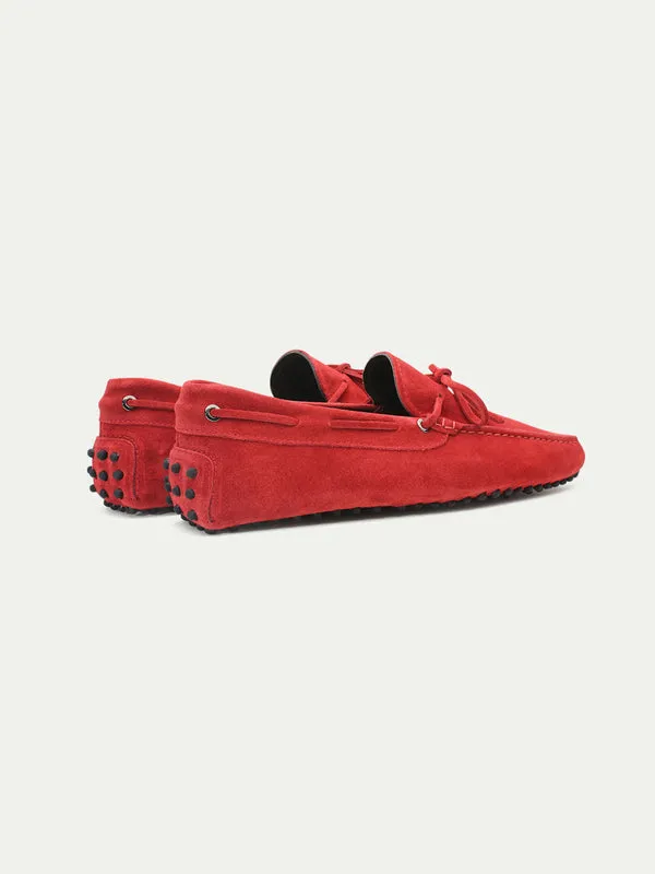 Bright Red Suede Ophelia Driving Loafers - AW24