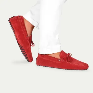Bright Red Suede Ophelia Driving Loafers - AW24