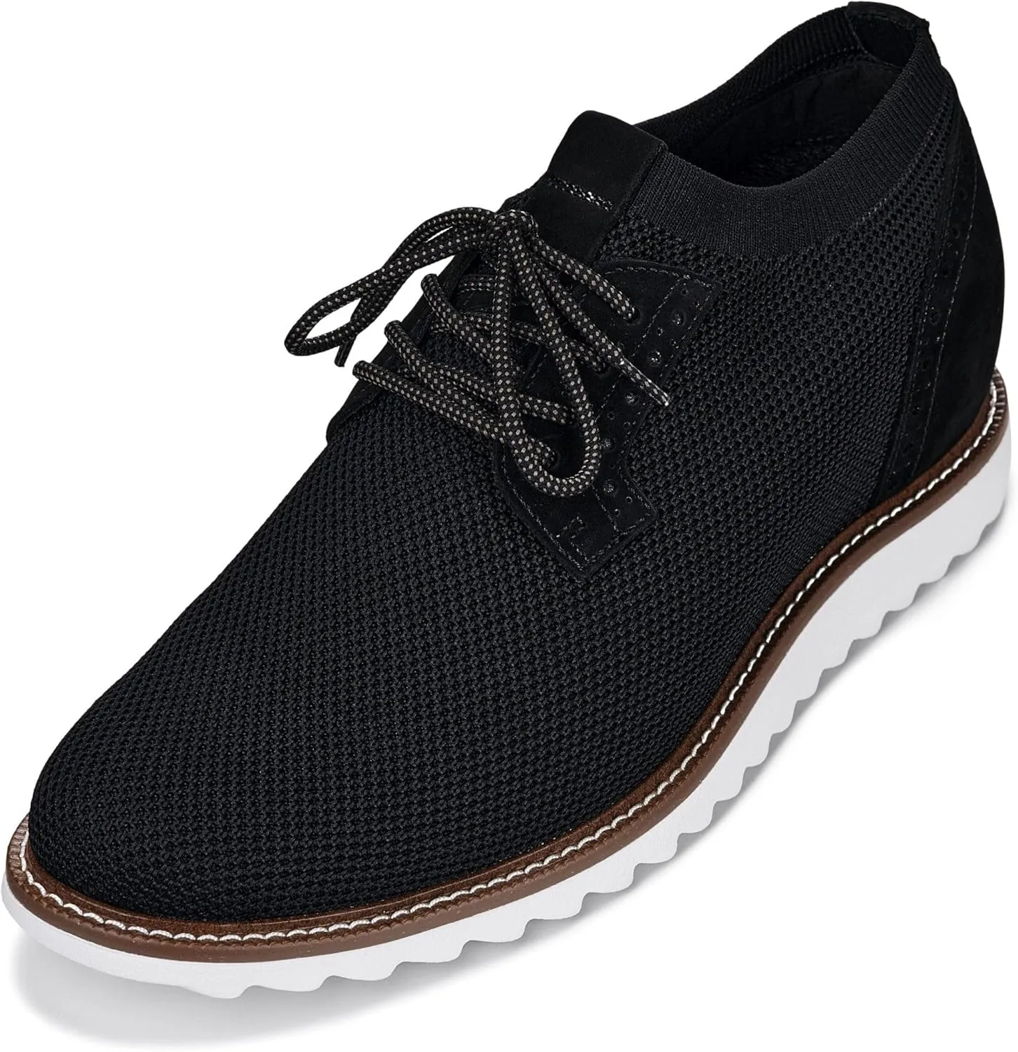 CALTO Men's Invisible Height Increasing Elevator Shoes - Noir Black Lightweight Lace-up Casual Derby - 3.2 Inches Taller - J1502 - Size 11 D(M) US