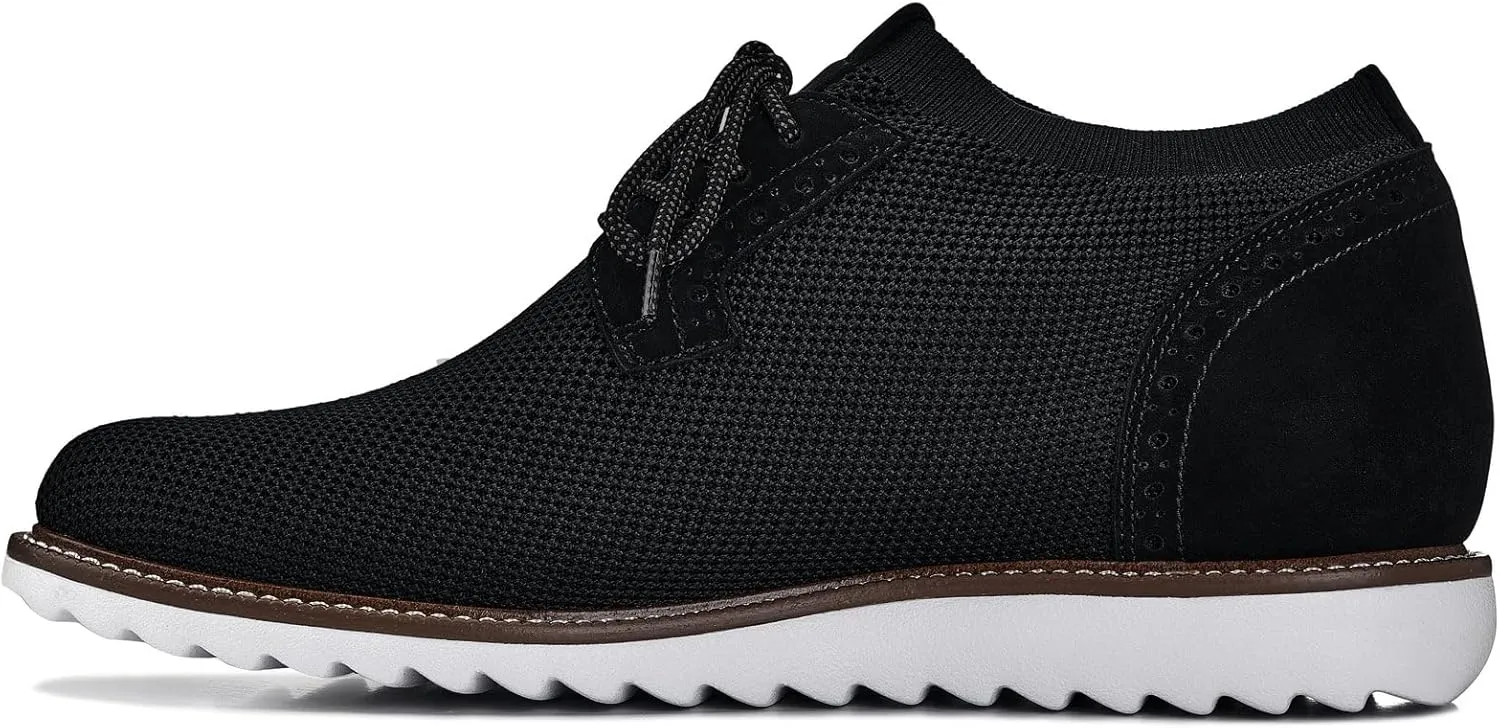 CALTO Men's Invisible Height Increasing Elevator Shoes - Noir Black Lightweight Lace-up Casual Derby - 3.2 Inches Taller - J1502 - Size 11 D(M) US