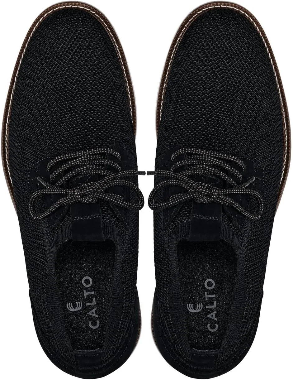 CALTO Men's Invisible Height Increasing Elevator Shoes - Noir Black Lightweight Lace-up Casual Derby - 3.2 Inches Taller - J1502 - Size 11 D(M) US