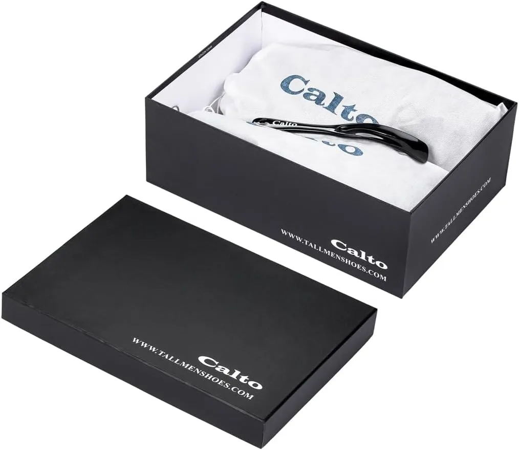 CALTO Men's Invisible Height Increasing Elevator Shoes - Noir Black Lightweight Lace-up Casual Derby - 3.2 Inches Taller - J1502 - Size 11 D(M) US