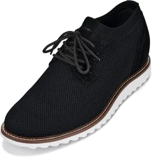 CALTO Men's Invisible Height Increasing Elevator Shoes - Noir Black Lightweight Lace-up Casual Derby - 3.2 Inches Taller - J1502 - Size 11 D(M) US