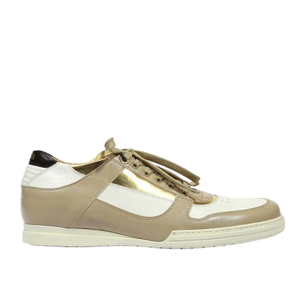 Cesare Paciotti Luxury Italian Men's Sand-White Oro Beige White Gold Sneakers (CPM5122)