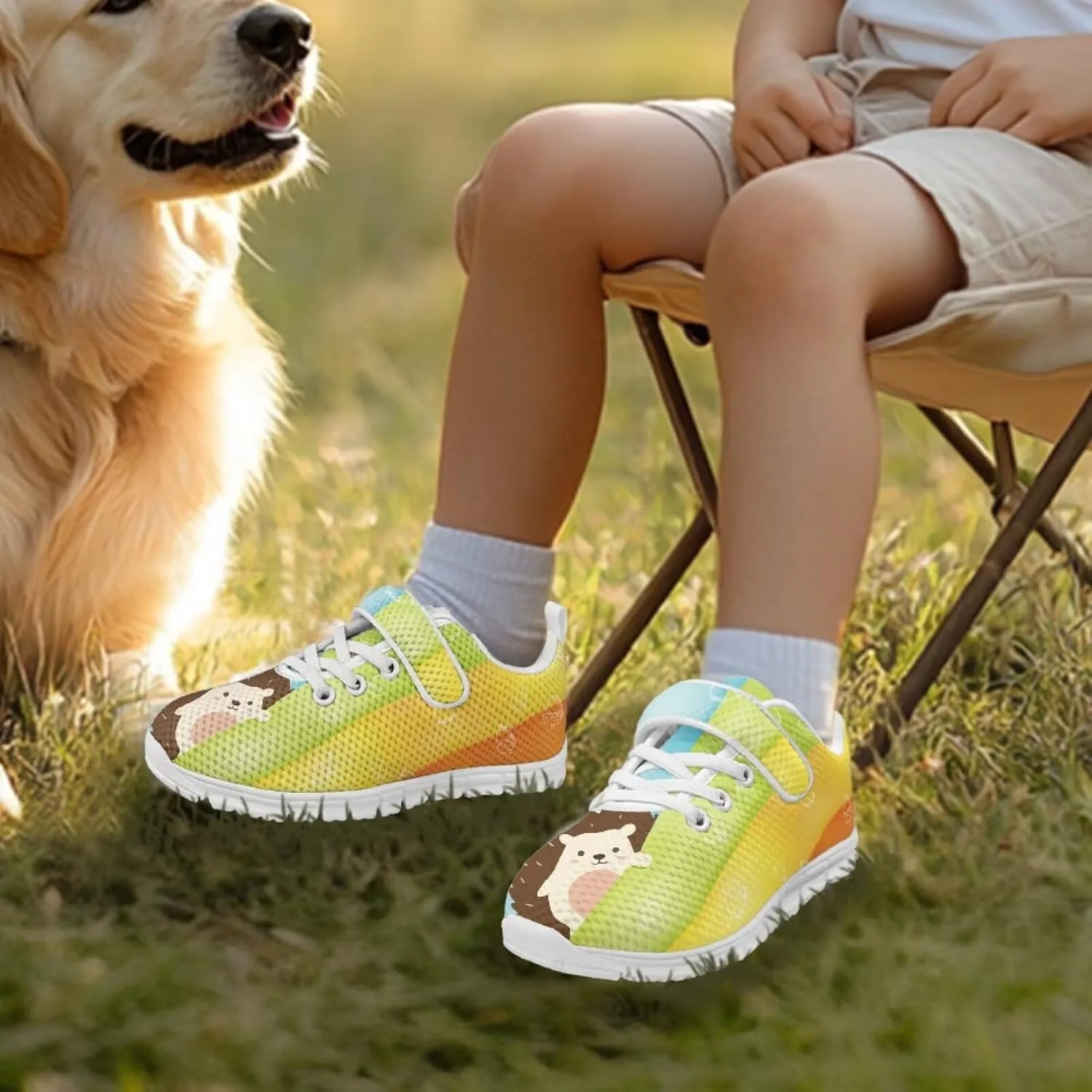 Children's Single Buckle Sneakers,Teen Spring Sports Shoes,Anti-Skid Mesh Cycling Hiking Sneakers for Boys Girls