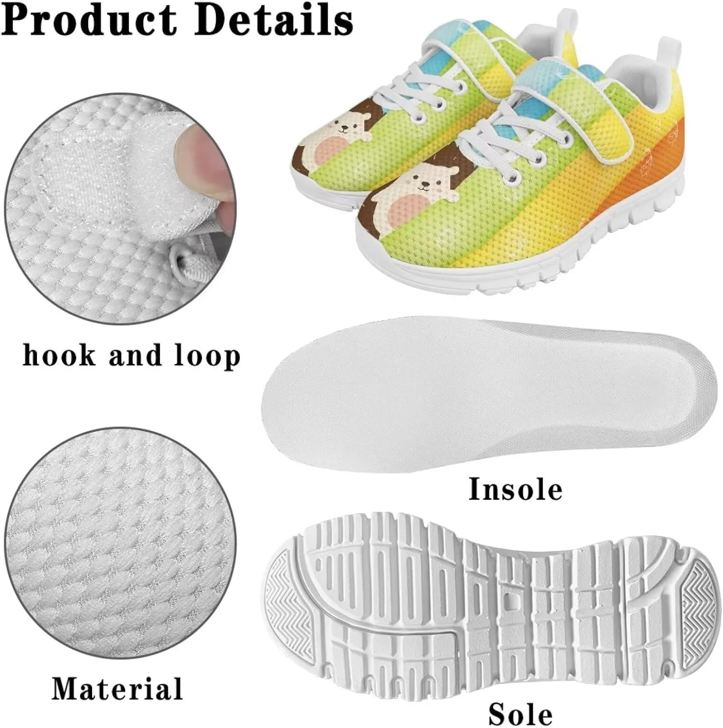 Children's Single Buckle Sneakers,Teen Spring Sports Shoes,Anti-Skid Mesh Cycling Hiking Sneakers for Boys Girls