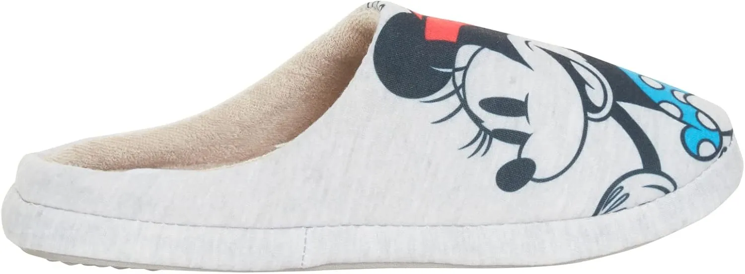 Disney Womens Minnie Mouse Slippers Slip On Mickey Mouse Mules Sliders Warm Lined House Shoe