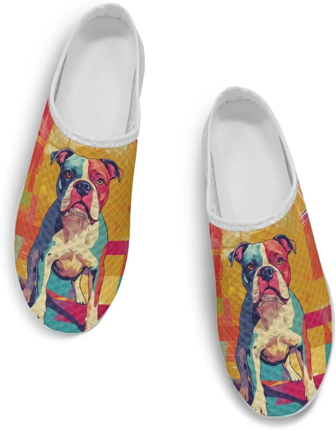 Dog Print Womens Mules Slip on Sneaker Round Toe Classic Garden Clogs Low Top Loafers Tennis Shoes