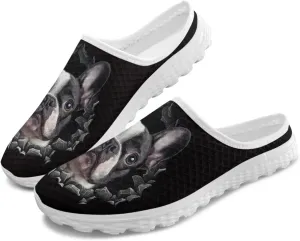 Dog Print Womens Mules Slip on Sneaker Round Toe Classic Garden Clogs Low Top Loafers Tennis Shoes
