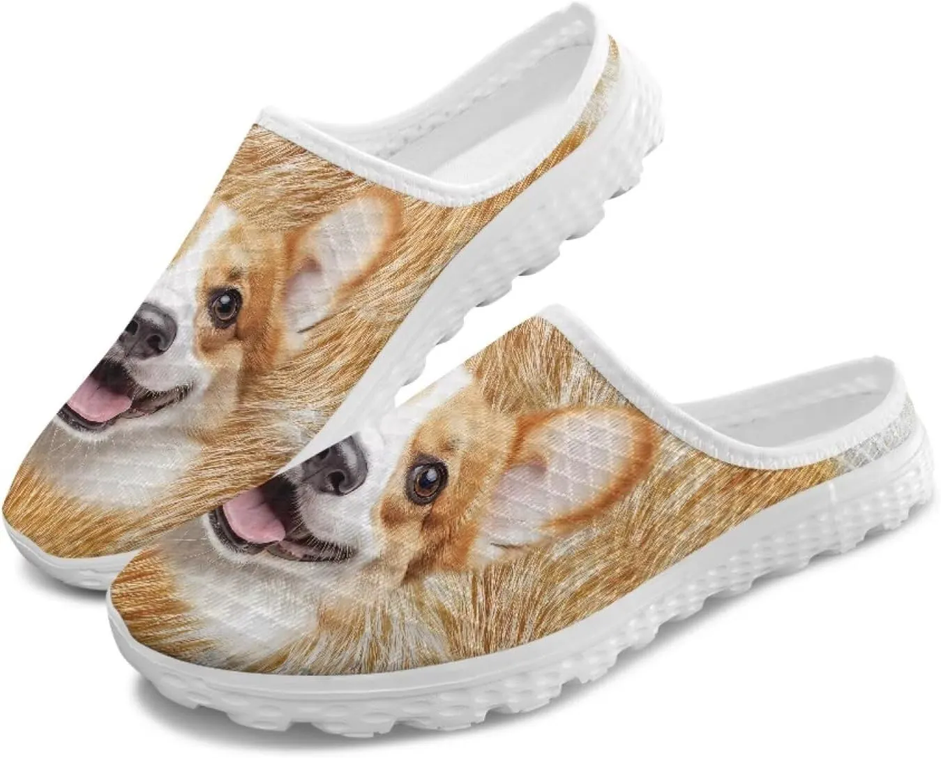 Dog Print Womens Mules Slip on Sneaker Round Toe Classic Garden Clogs Low Top Loafers Tennis Shoes