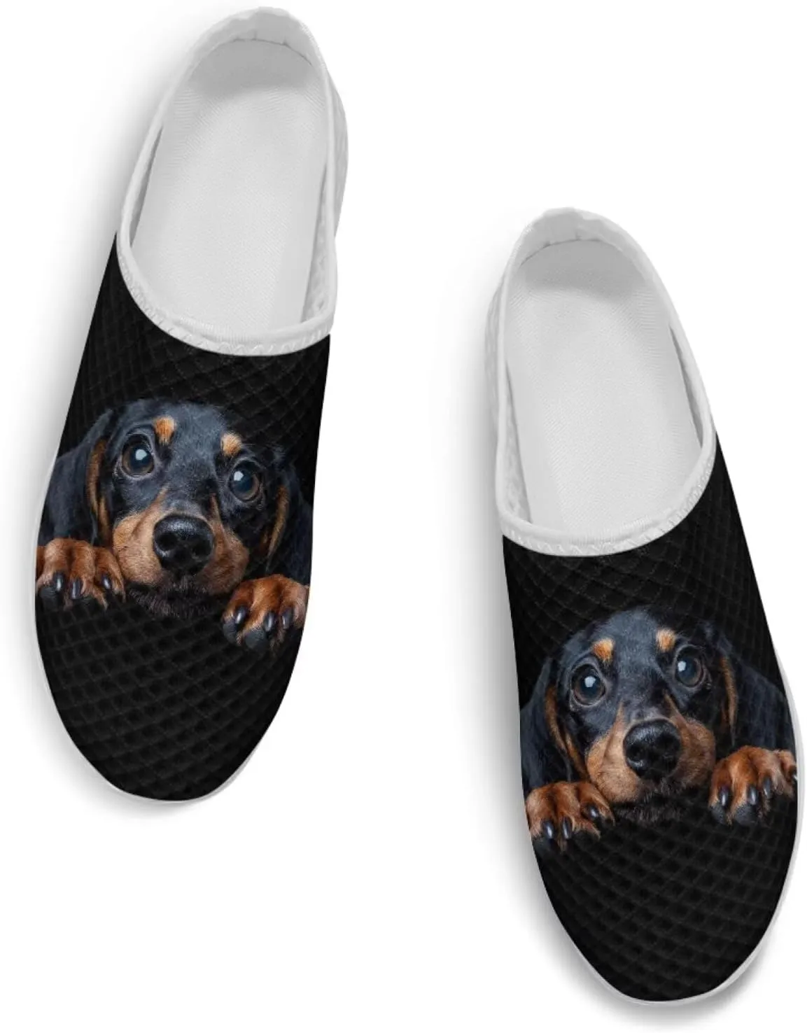 Dog Print Womens Mules Slip on Sneaker Round Toe Classic Garden Clogs Low Top Loafers Tennis Shoes