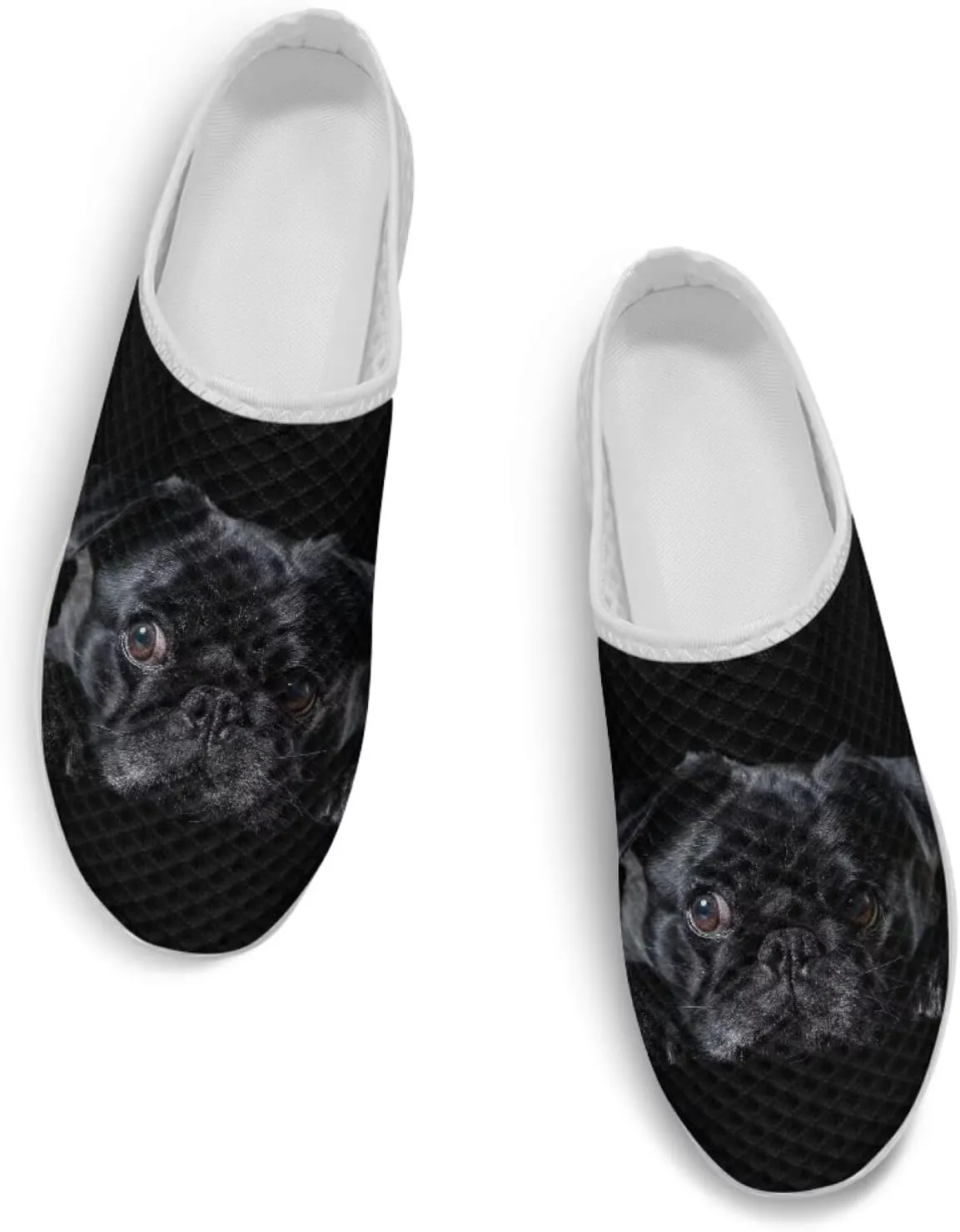 Dog Print Womens Mules Slip on Sneaker Round Toe Classic Garden Clogs Low Top Loafers Tennis Shoes
