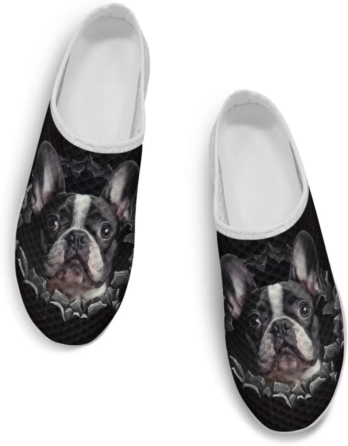 Dog Print Womens Mules Slip on Sneaker Round Toe Classic Garden Clogs Low Top Loafers Tennis Shoes