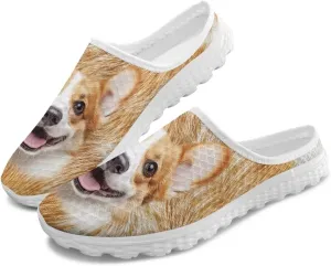 Dog Print Womens Mules Slip on Sneaker Round Toe Classic Garden Clogs Low Top Loafers Tennis Shoes