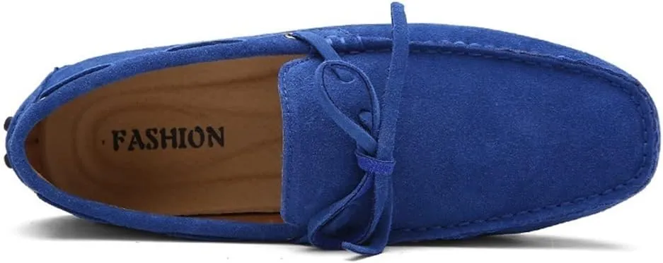 Easy to Put and Remove. Loafer Shoes for Men Boat Shoes Genuine Leather Stitching Details Round Toe Suede Vamp Flat Heel Flexible Resistant Anti-Slip Outdoor Slip on for All Occasions