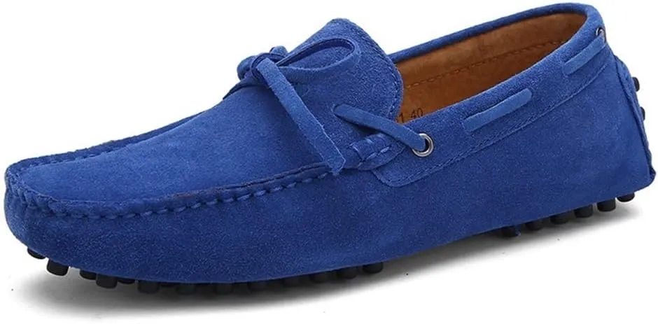 Easy to Put and Remove. Loafer Shoes for Men Boat Shoes Genuine Leather Stitching Details Round Toe Suede Vamp Flat Heel Flexible Resistant Anti-Slip Outdoor Slip on for All Occasions