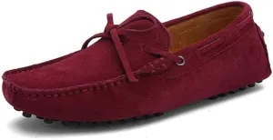 Easy to Put and Remove. Loafer Shoes for Men Boat Shoes Genuine Leather Stitching Details Round Toe Suede Vamp Flat Heel Flexible Resistant Anti-Slip Outdoor Slip on for All Occasions