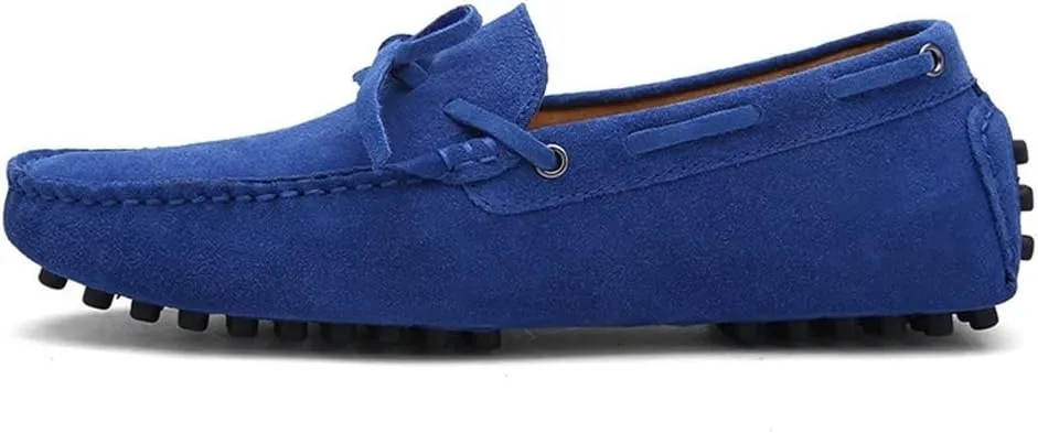 Easy to Put and Remove. Loafer Shoes for Men Boat Shoes Genuine Leather Stitching Details Round Toe Suede Vamp Flat Heel Flexible Resistant Anti-Slip Outdoor Slip on for All Occasions