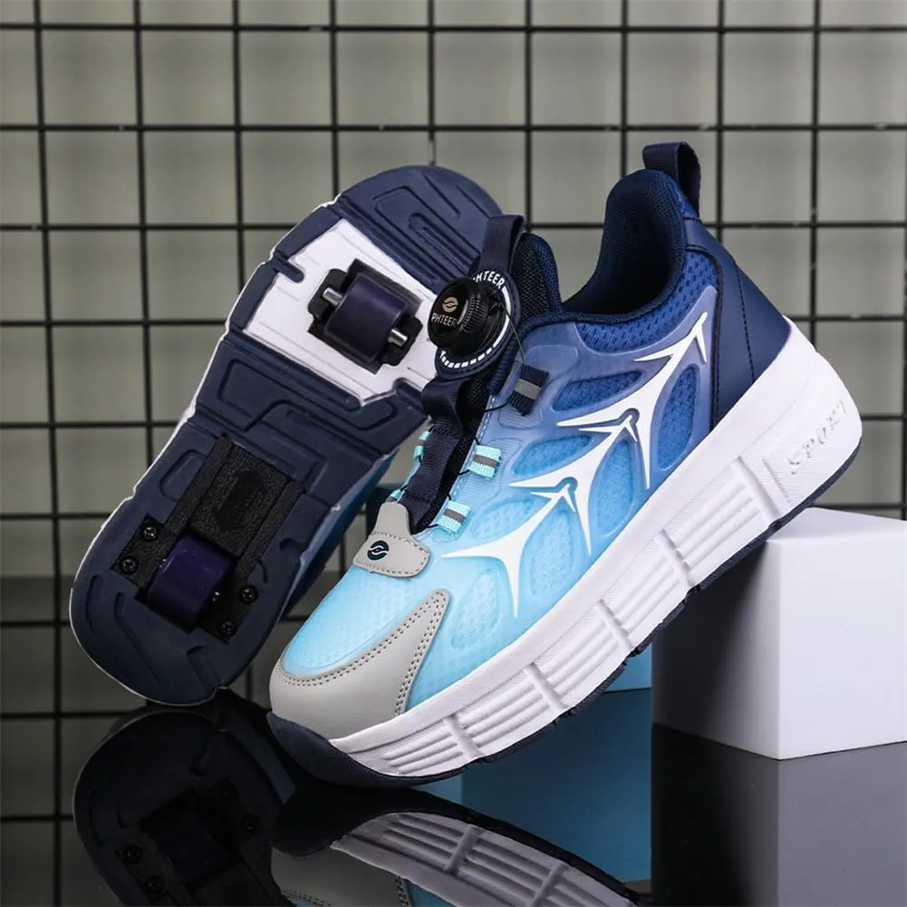 Fashion Kids Roller Skate Shoes Roller Sport Sneakers Shoes for Boys Girls with 2-Wheels Unisex Child Retractable Sneakers Shoes for Birthday Children Show Gift