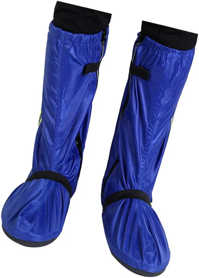 Garneck 1 Pair Waterproof Oxford Cloth Rain Boot Covers High Rain Boot Cover for Men Women Reflective Adjustable Keep Your Feet Dry