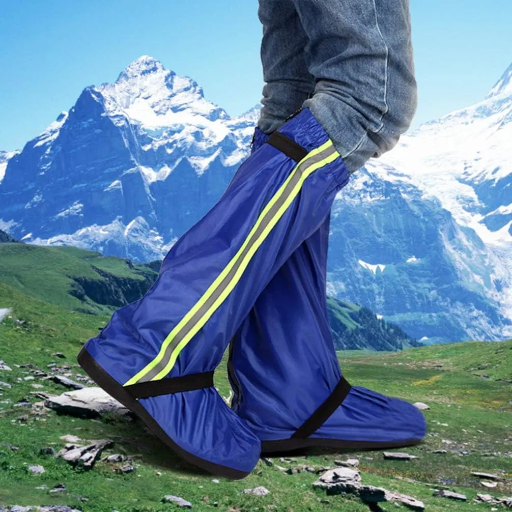 Garneck 1 Pair Waterproof Oxford Cloth Rain Boot Covers High Rain Boot Cover for Men Women Reflective Adjustable Keep Your Feet Dry