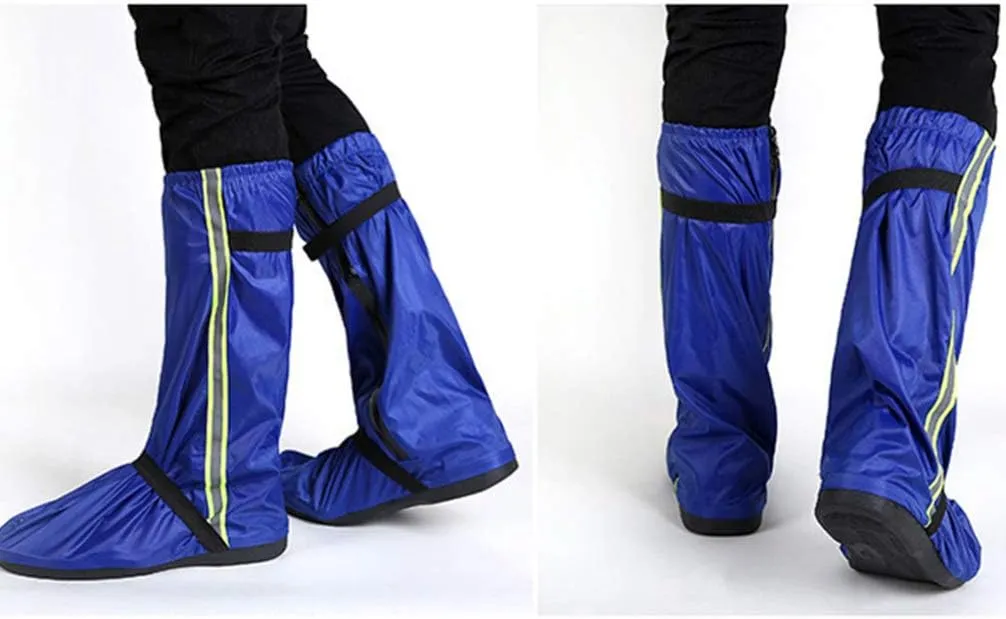 Garneck 1 Pair Waterproof Oxford Cloth Rain Boot Covers High Rain Boot Cover for Men Women Reflective Adjustable Keep Your Feet Dry