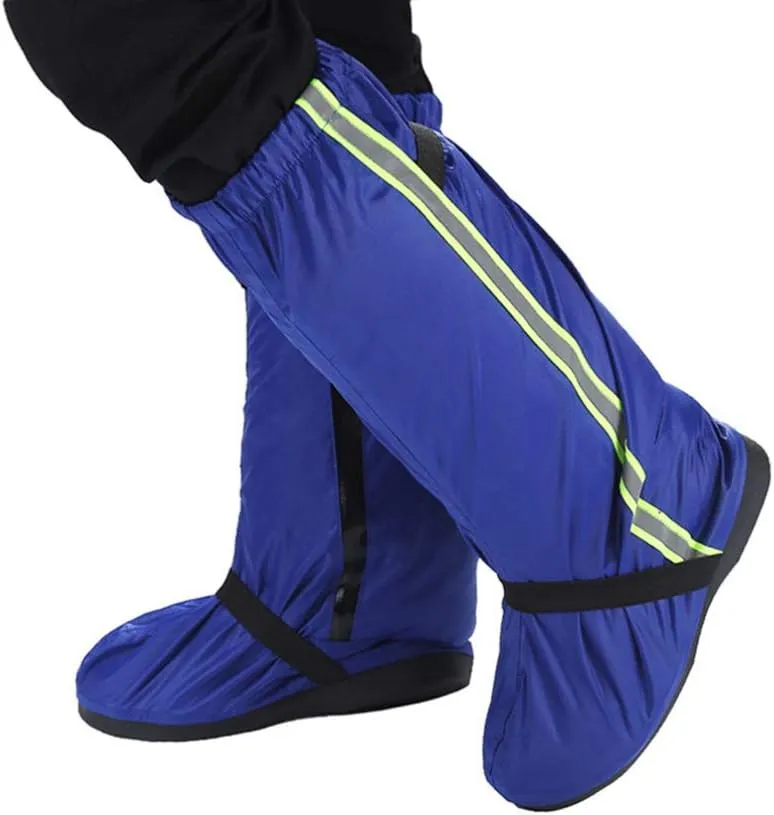 Garneck 1 Pair Waterproof Oxford Cloth Rain Boot Covers High Rain Boot Cover for Men Women Reflective Adjustable Keep Your Feet Dry