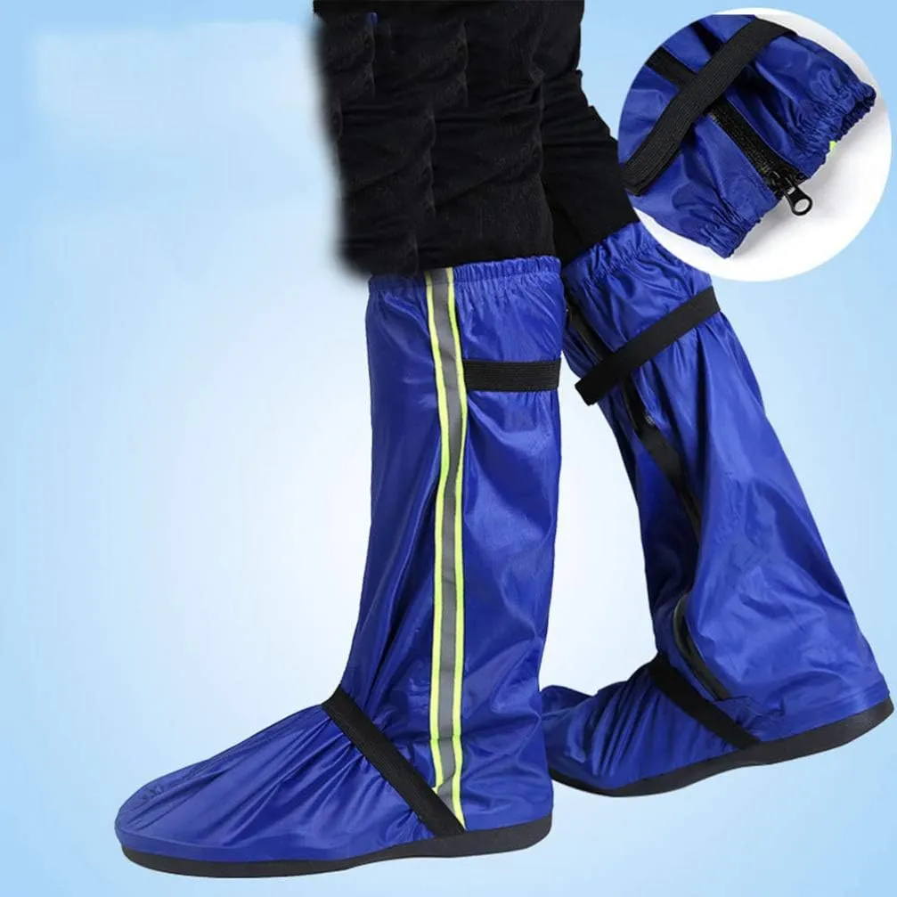 Garneck 1 Pair Waterproof Oxford Cloth Rain Boot Covers High Rain Boot Cover for Men Women Reflective Adjustable Keep Your Feet Dry
