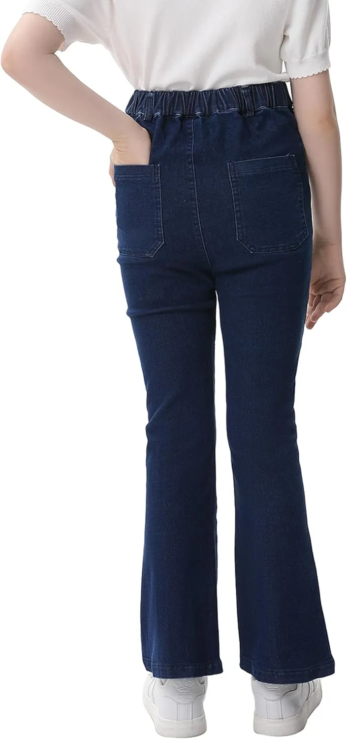 GERU Girls Basic Bootcut Jeans High Waist Flare Leg Skinny Denim Pants with Pockets for 3-12 Years