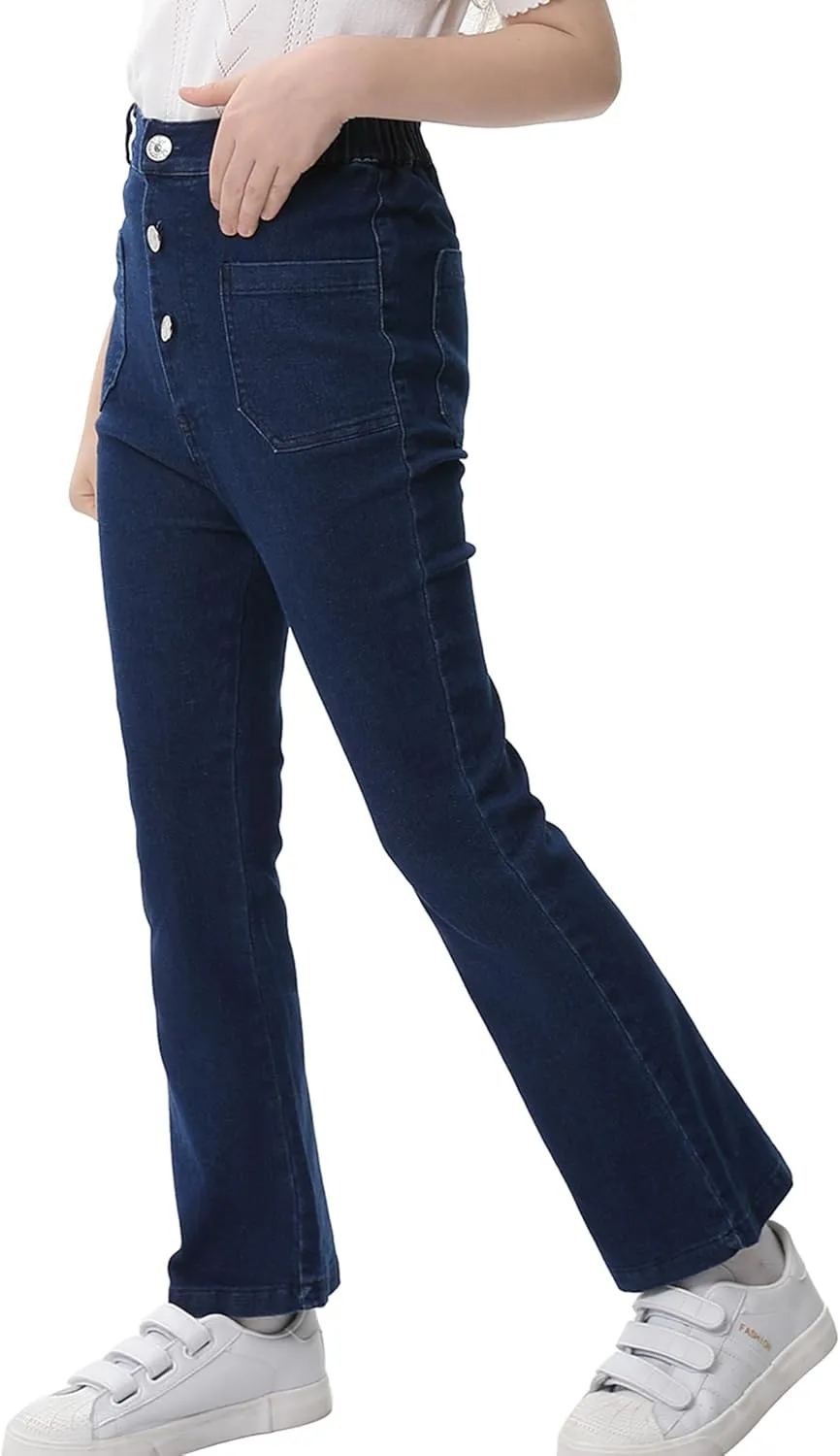 GERU Girls Basic Bootcut Jeans High Waist Flare Leg Skinny Denim Pants with Pockets for 3-12 Years