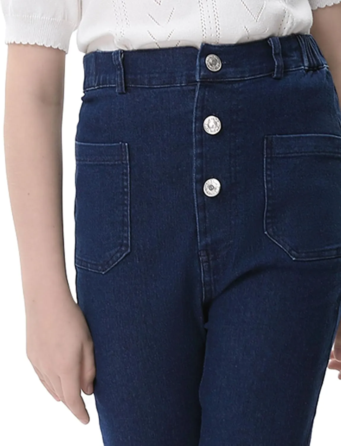 GERU Girls Basic Bootcut Jeans High Waist Flare Leg Skinny Denim Pants with Pockets for 3-12 Years