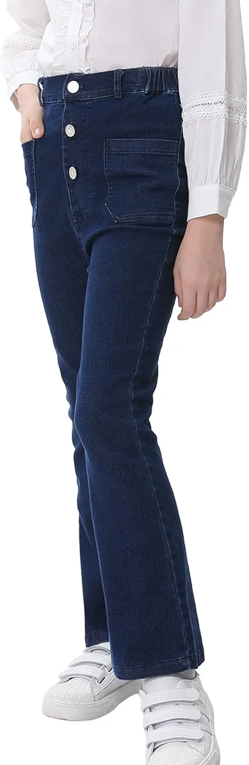 GERU Girls Basic Bootcut Jeans High Waist Flare Leg Skinny Denim Pants with Pockets for 3-12 Years
