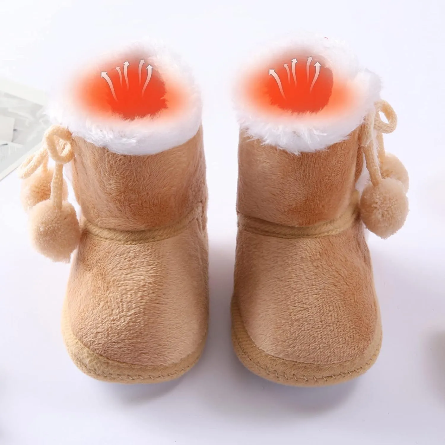 Girls Booties Snow Shoes Infant Toddler Boys Boots Soft Baby Warming Baby Shoes Stride Spark (Coffee, 0-3 Months)