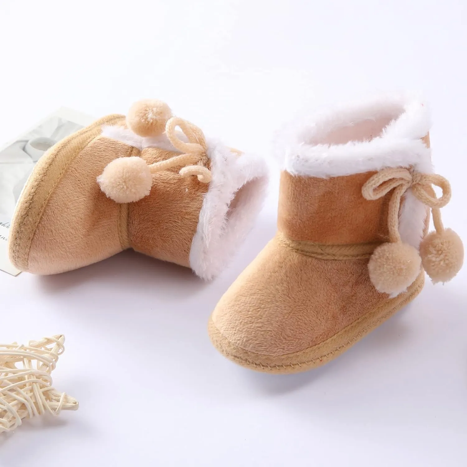 Girls Booties Snow Shoes Infant Toddler Boys Boots Soft Baby Warming Baby Shoes Stride Spark (Coffee, 0-3 Months)