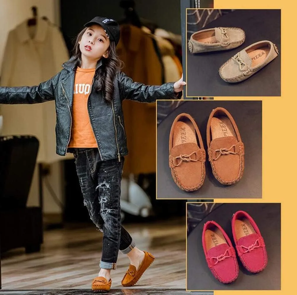 Girl's Boy's Moccasin Faux Suede Slip-On Loafers Flat Kids Casual Shoes(Toddler/Little Kid)