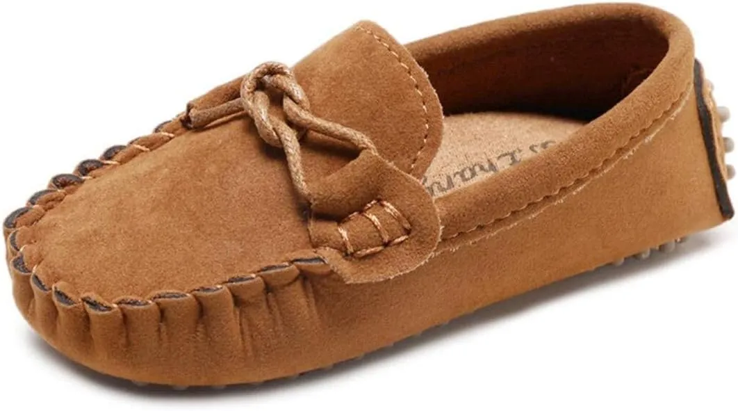 Girl's Boy's Moccasin Faux Suede Slip-On Loafers Flat Kids Casual Shoes(Toddler/Little Kid)