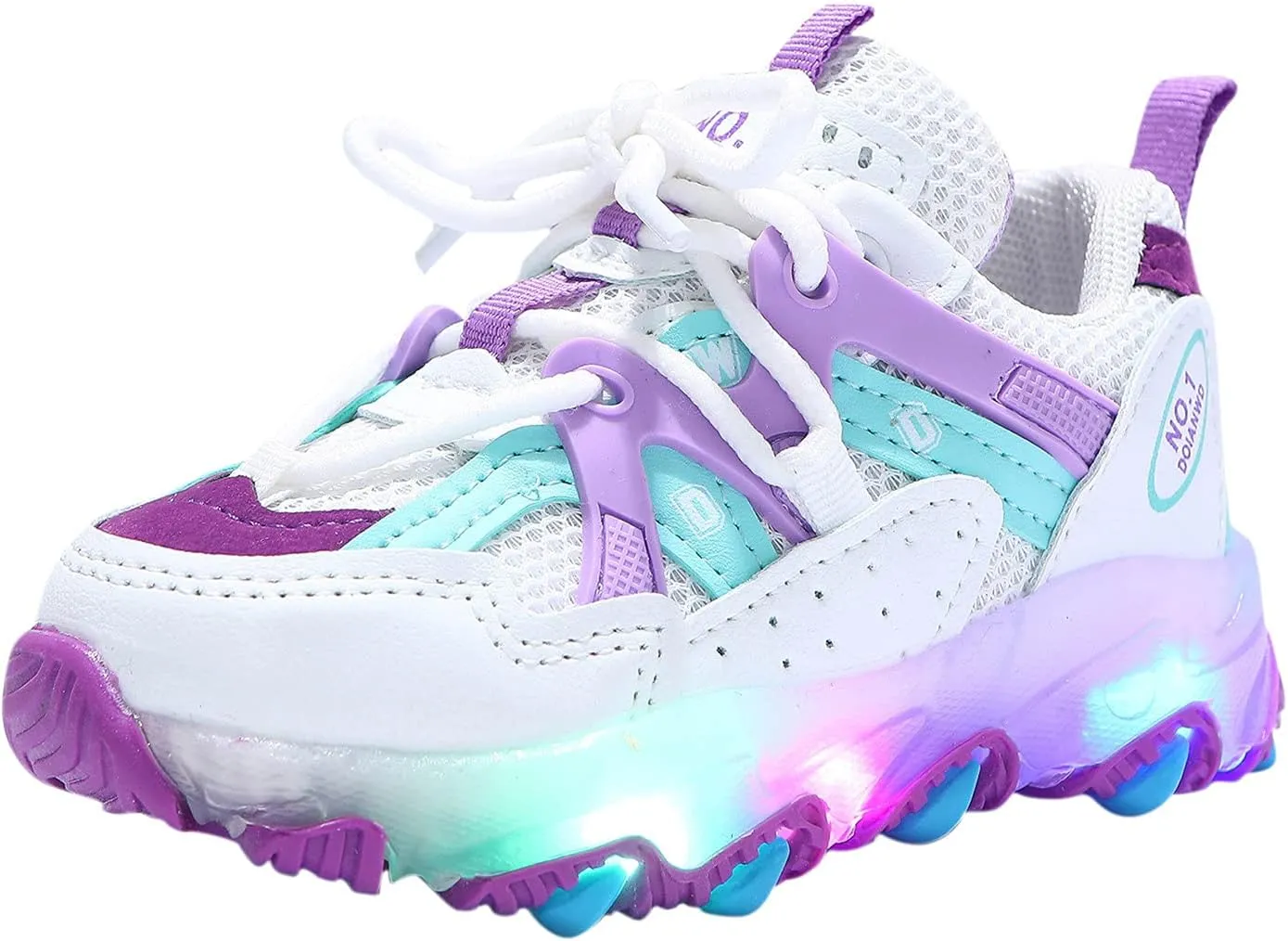 Girls Led Children Luminous Sport Kids Baby Shoes Light Sneakers Boys Bling Baby Shoes Glittery (Purple, 2.5-3Years)