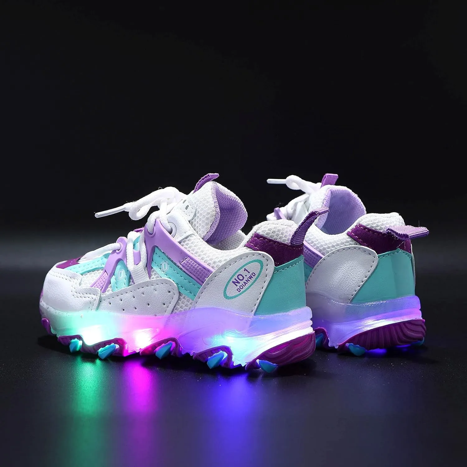 Girls Led Children Luminous Sport Kids Baby Shoes Light Sneakers Boys Bling Baby Shoes Glittery (Purple, 2.5-3Years)