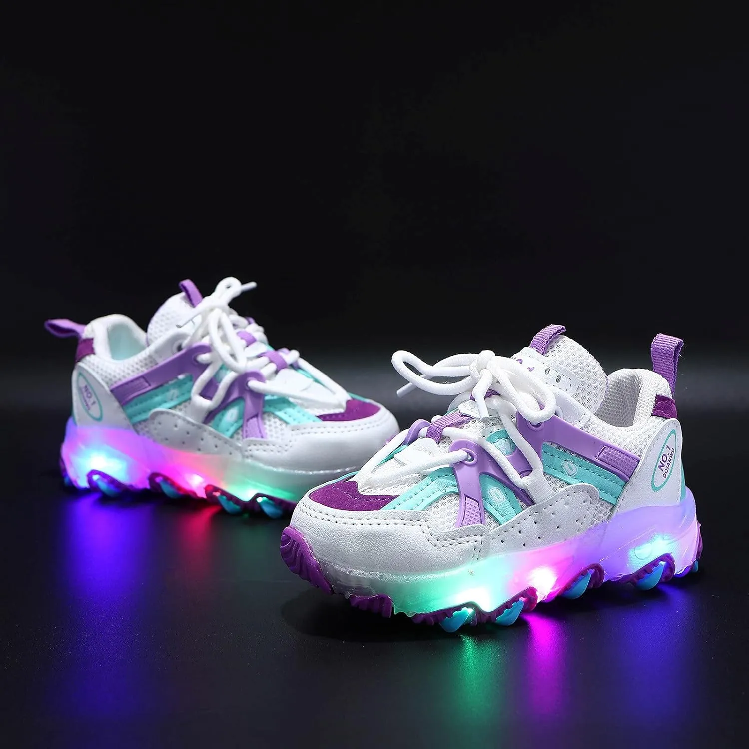 Girls Led Children Luminous Sport Kids Baby Shoes Light Sneakers Boys Bling Baby Shoes Glittery (Purple, 2.5-3Years)