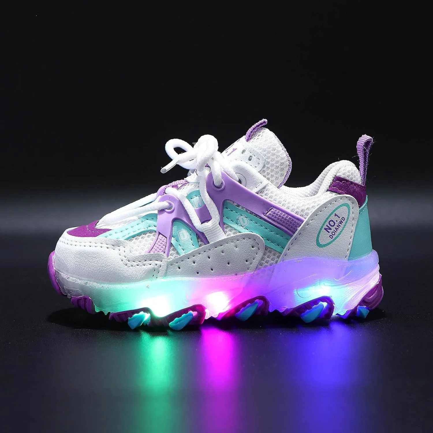 Girls Led Children Luminous Sport Kids Baby Shoes Light Sneakers Boys Bling Baby Shoes Glittery (Purple, 2.5-3Years)