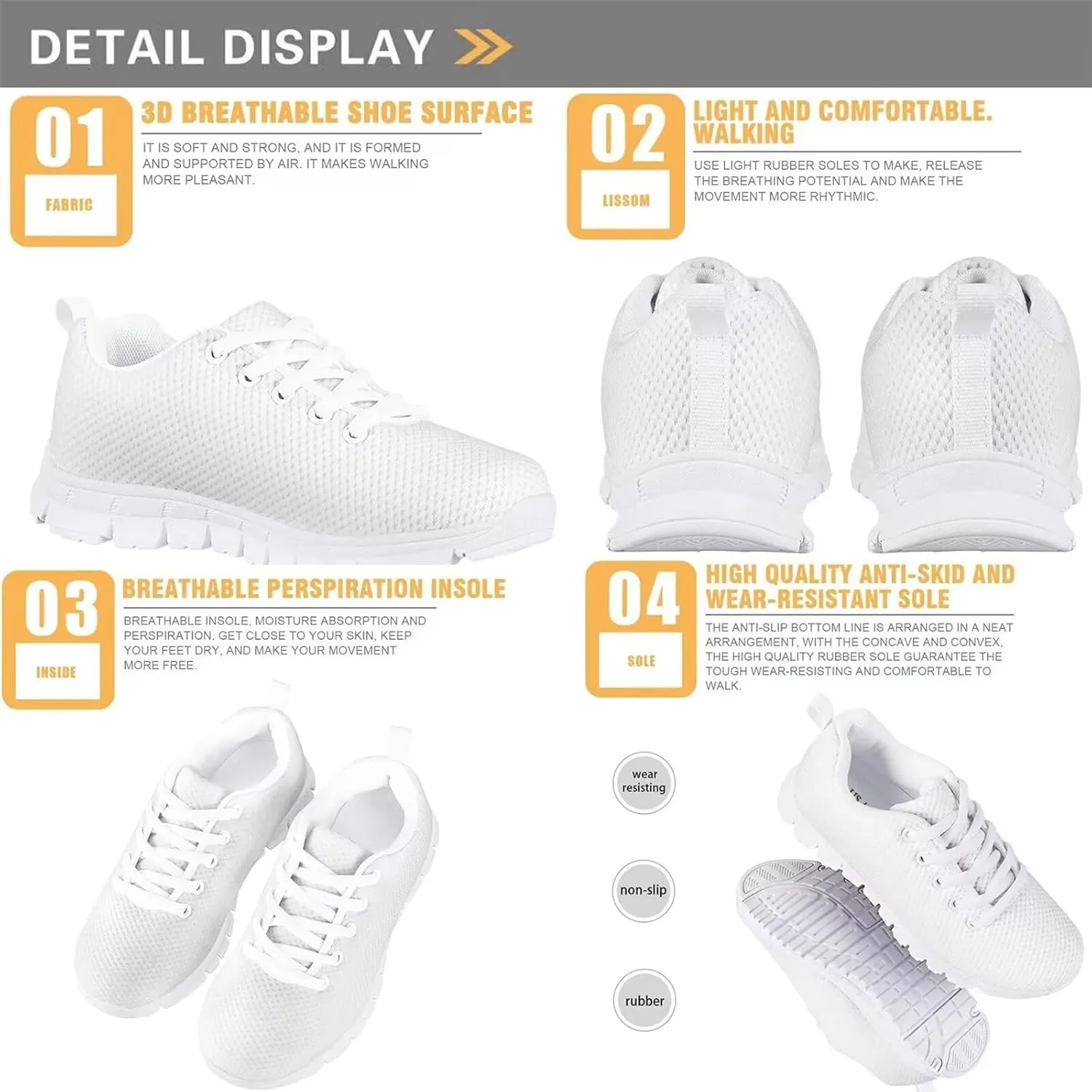 Girls Tennis Shoes Lace Up Breathable Sneakers Kids Lightweight Sneakers Athletic Running Shoes