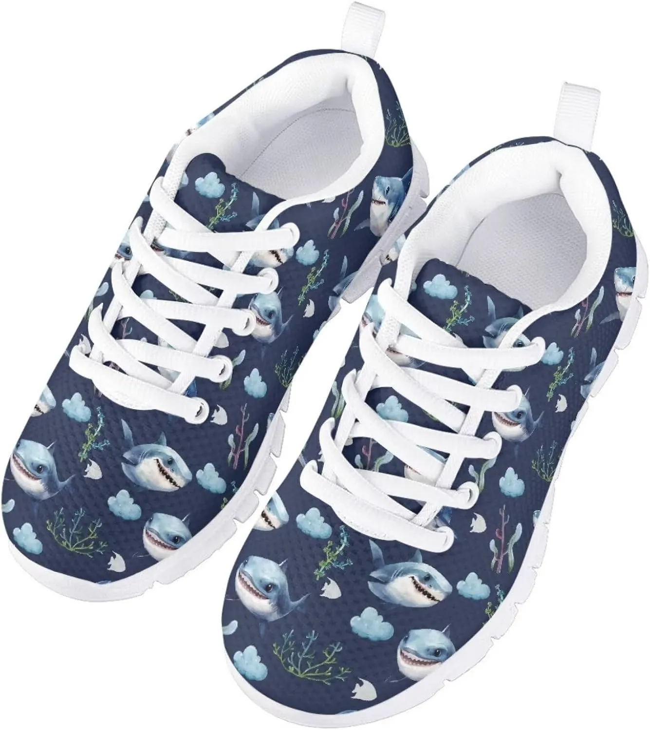 Girls Tennis Shoes Lace Up Breathable Sneakers Kids Lightweight Sneakers Athletic Running Shoes