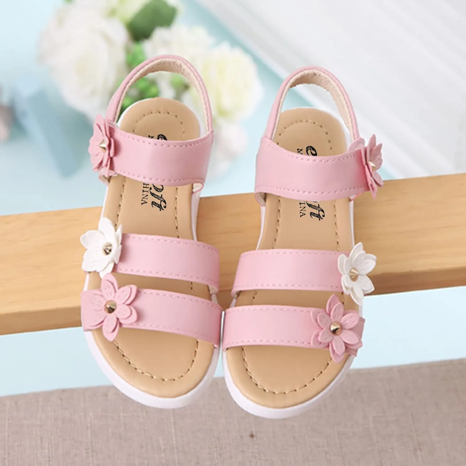 Girls Toddler Rubber Sandals Cross Non-Slip Sandals Kids Flower Shoes Baby Baby Shoes Sports Slide (Pink, 2.5-3 Years)