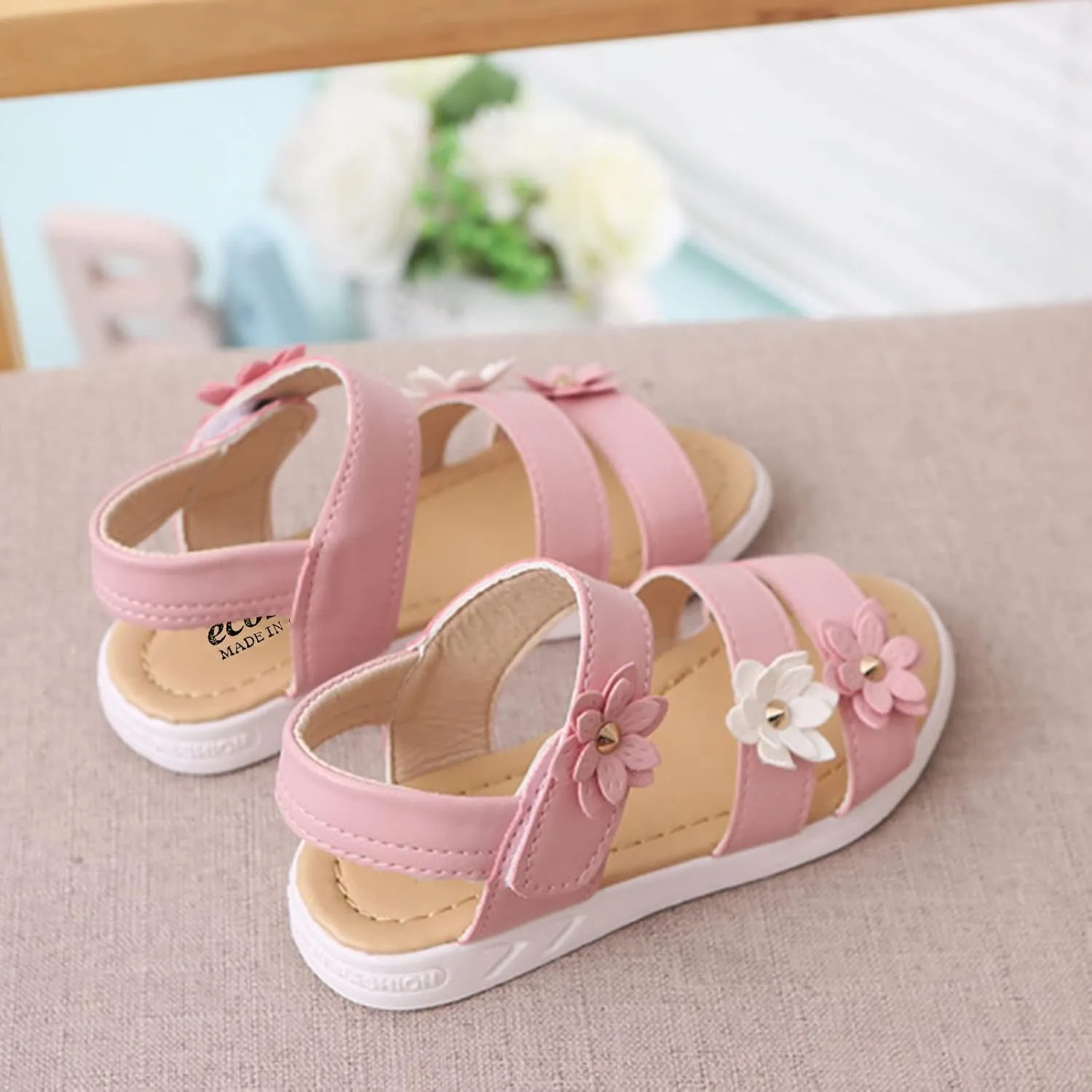 Girls Toddler Rubber Sandals Cross Non-Slip Sandals Kids Flower Shoes Baby Baby Shoes Sports Slide (Pink, 2.5-3 Years)